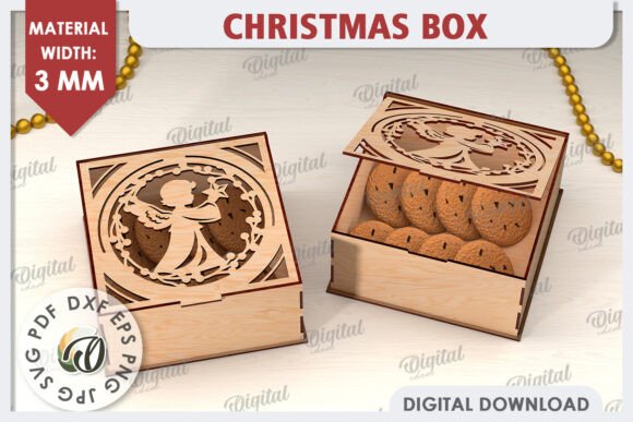 3D Christmas Gift Box Laser Cut for Winter Amp