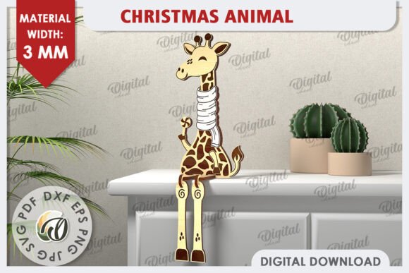 3D Christmas Giraffe Laser Cut Design for Winter Amp