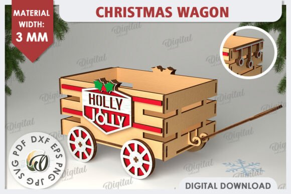 Christmas Decorative Wagon Laser Cut for Winter Amp