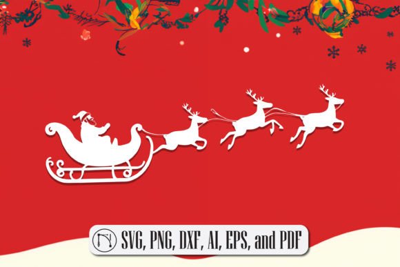 Christmas Reindeer Sleigh SVG for Winter Amp Branding