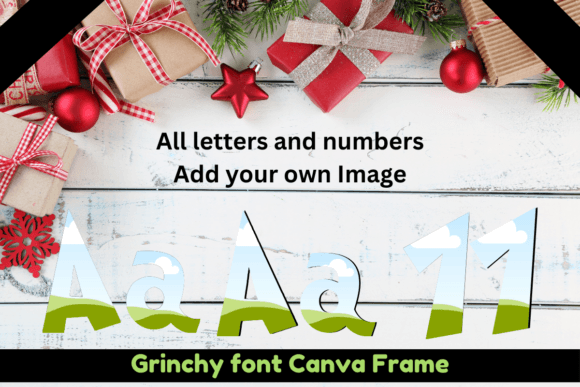 Grinchy Font Canva Frame for Christmas Templates