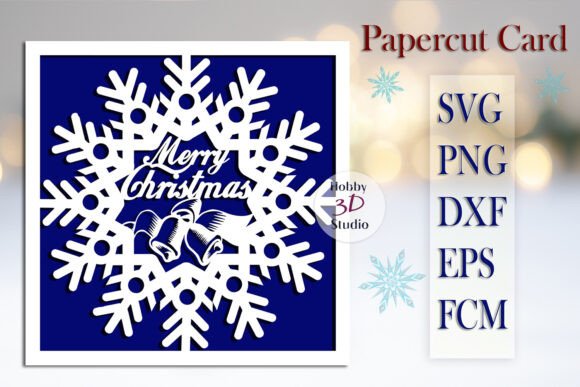Merry Christmas Cut Card Templates SVG: Winter Amp