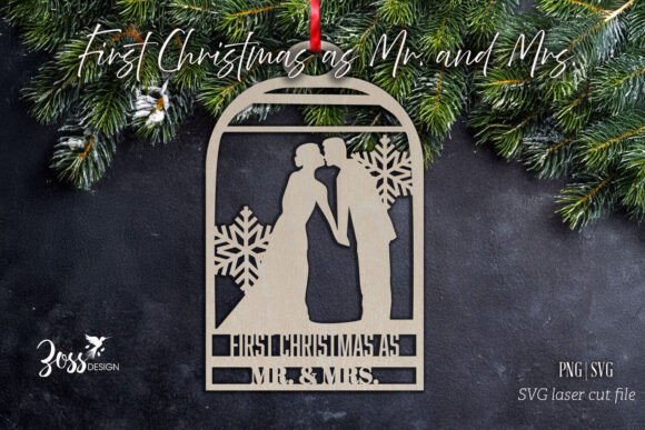 Newlywed Christmas Ornament Laser SVG for Winter Amp