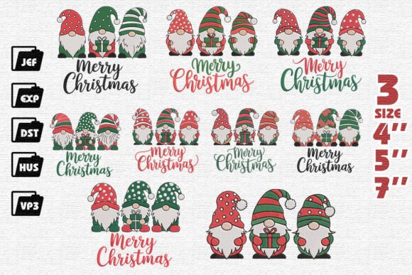 Set of 9 Cute Christmas Gnomes for Branding
