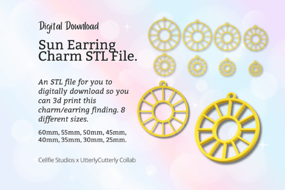 Sun Earring Charm STL File - Digital Dow for Tools